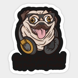 Easily Distracted by Pugs and Music Cute Dog Lover Gift product Sticker